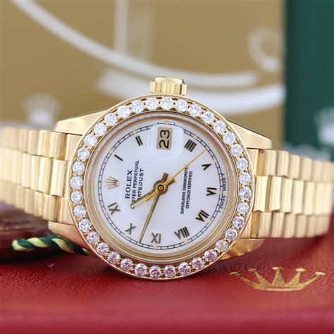 vintage rolex 18k yellow gold diamond ladies presidential oyster|rolex ladies presidential 69178.